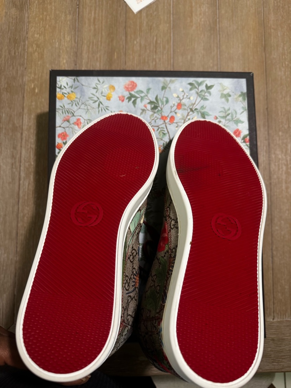Gucci Tian GG Supreme Floral High Top Sneakers Size 10 (US) Red Lace AUTHENTIC - Picture 9 of 14